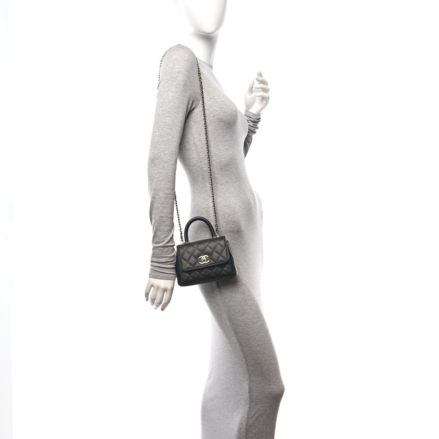 Chanel Caviar Quilted Coco Handle Clutch With Chain Black 2 of 11