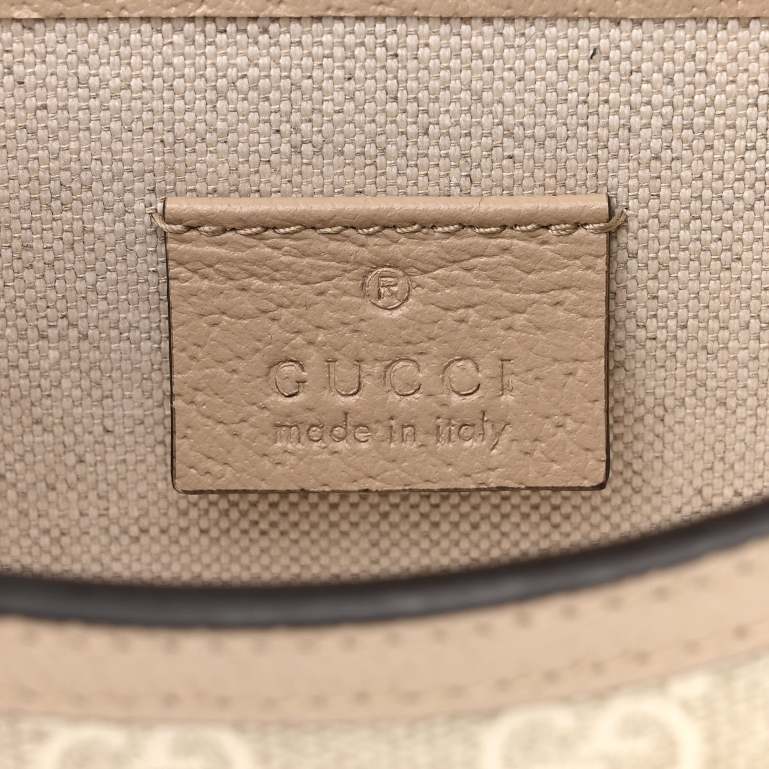 Gucci GG Supreme Monogram Textured Dollar Calfskin Mini Horsebit 1955 Shoulder Bag Beige Mystic White Oatmeal 6 of 10