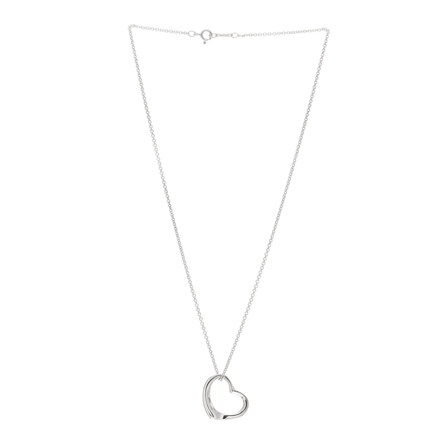 Tiffany Sterling Silver 22mm Elsa Peretti Open Heart Pendant Necklace 2 of 3