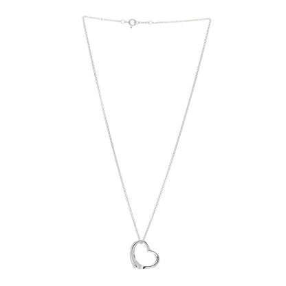 Tiffany Sterling Silver 22mm Elsa Peretti Open Heart Pendant Necklace 2 of 3