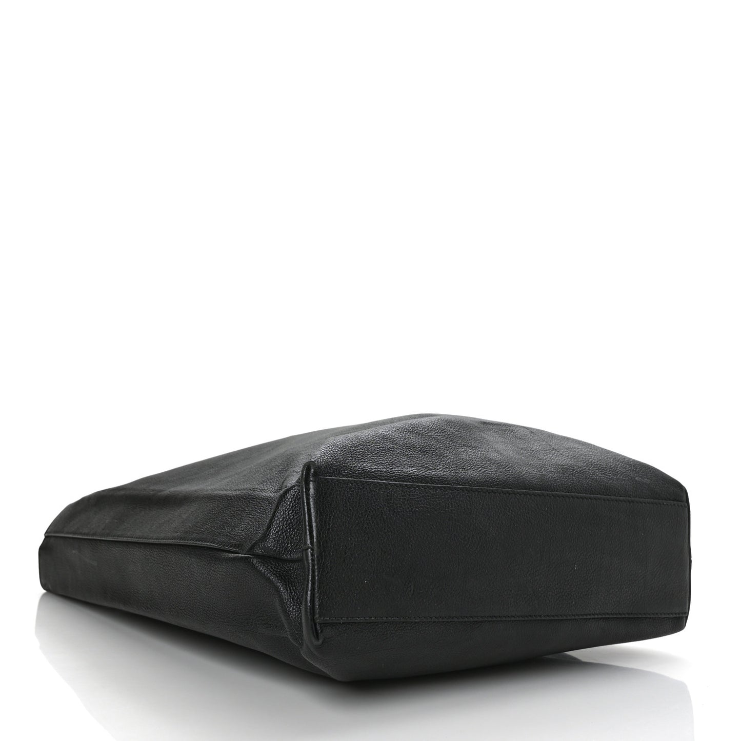 Calfskin Medium Logo North South Shopping Tote Black