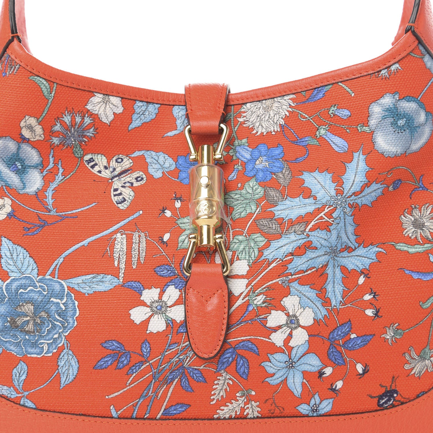 Gucci Canvas Flora Medium Jackie Hobo Orange 11 of 11