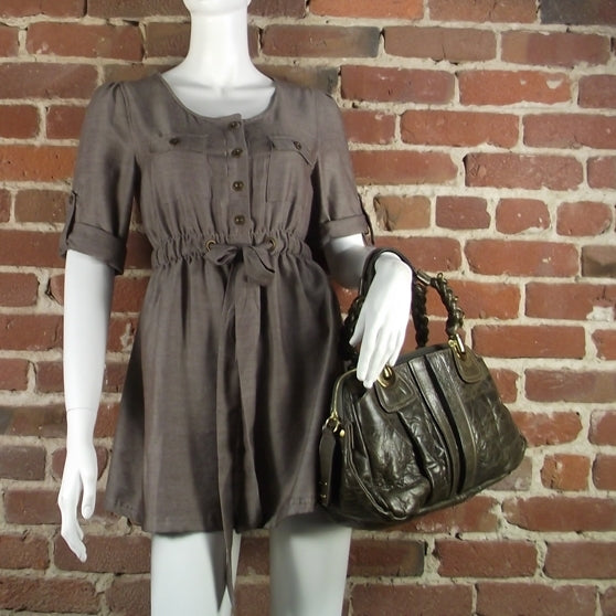 Leather Heloise Satchel Stone