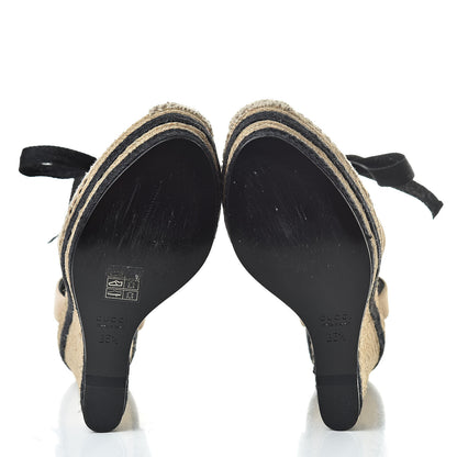 Gucci Suede Ankle Wrap Platform Espadrille Wedges 36.5 Beige 5 of 9
