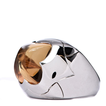 Bulgari 18K White Gold Citrine Ring 53 6.25 3 of 8