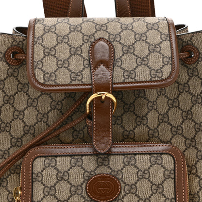 Gucci GG Supreme Monogram Azalea Calfskin Retro Interlocking G Buckle Backpack Beige Ebony Brown Sugar 9 of 11