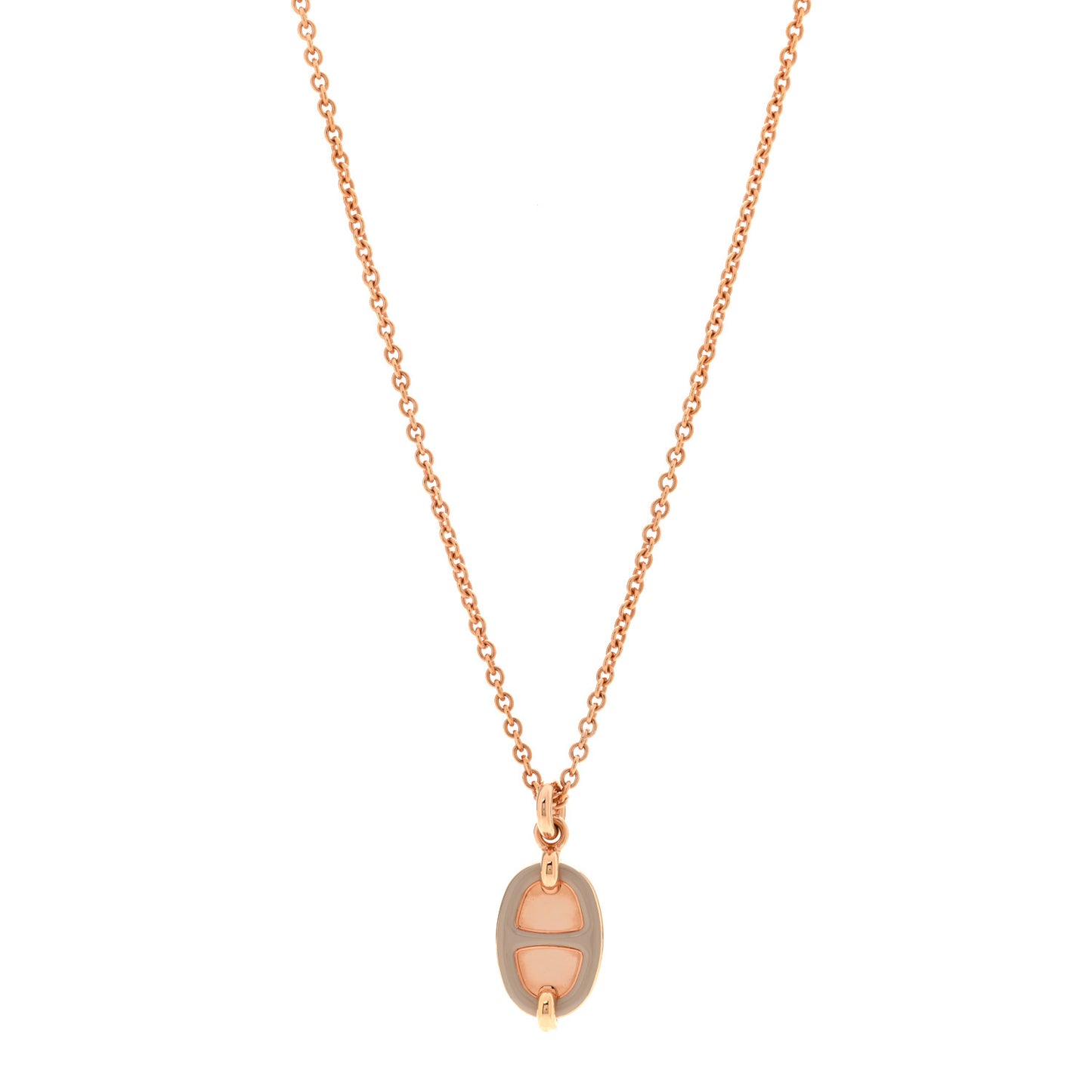 Metal Enamel Mini Maillon Pendant Necklace Marron Glace