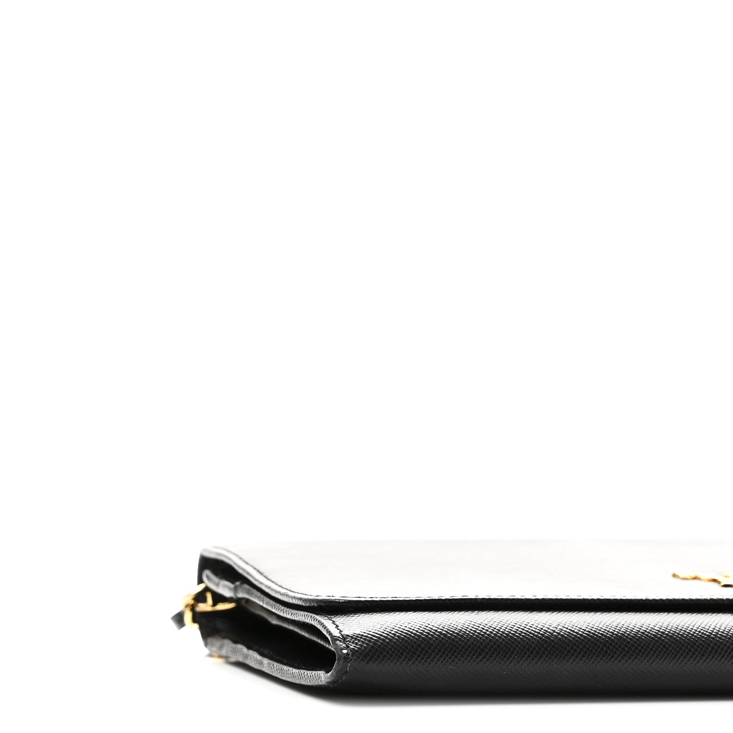 Prada Saffiano Metal Oro Chain Wallet Black 8 of 9