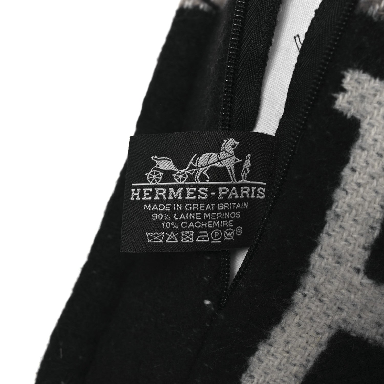 Hermes Wool Cashmere Avalon III Pillow PM Ecru Black 3 of 4