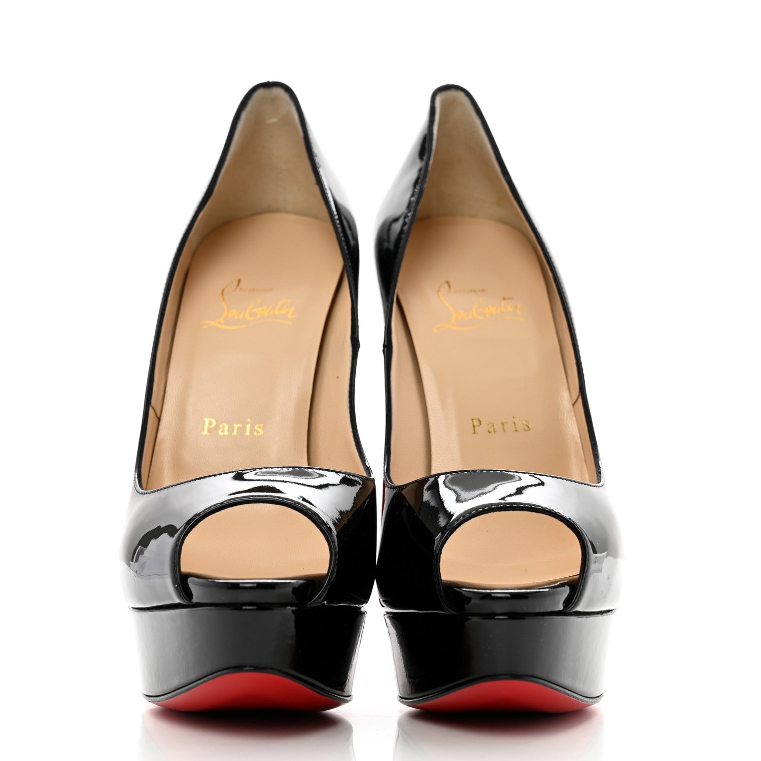 Christian Louboutin Patent Lady Peep 150 Pumps 38 Black 3 of 9