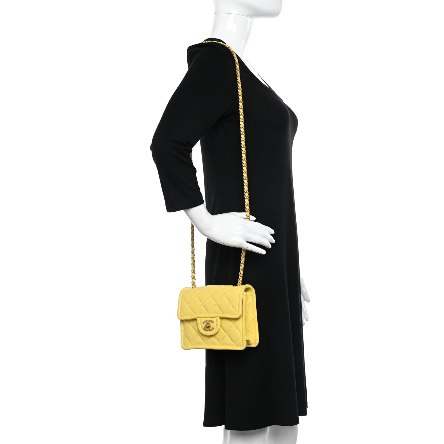 Chanel Caviar Quilted Mini Sweet Classic Flap Yellow 2 of 11