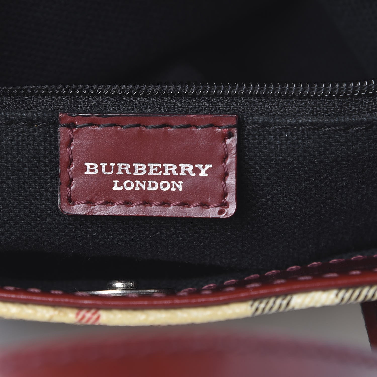Burberry Haymarket Check Small Tote Red 5 of 13