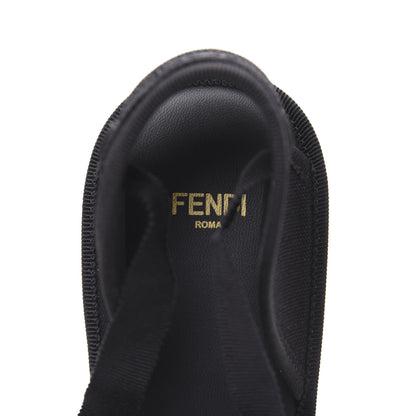 Fendi Canvas FF Embroidered Roma Ankle Wrap Espadrille Wedges 39 Black 7 of 8