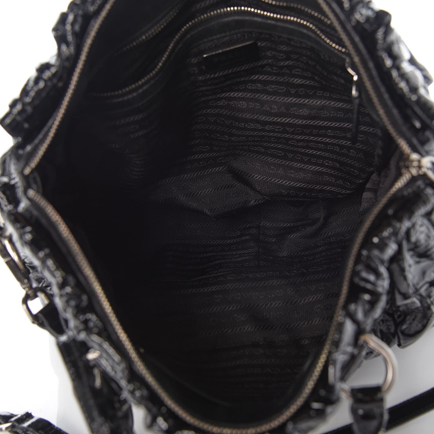 Prada Vernice Gaufre Tote Black 6 of 12