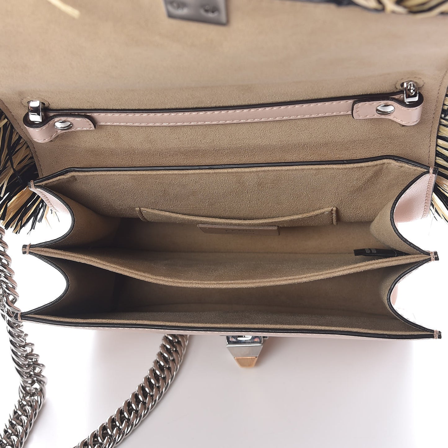 Calfskin Raffia F is Fendi FF Small Kan I Shoulder Bag Plaster Multicolor