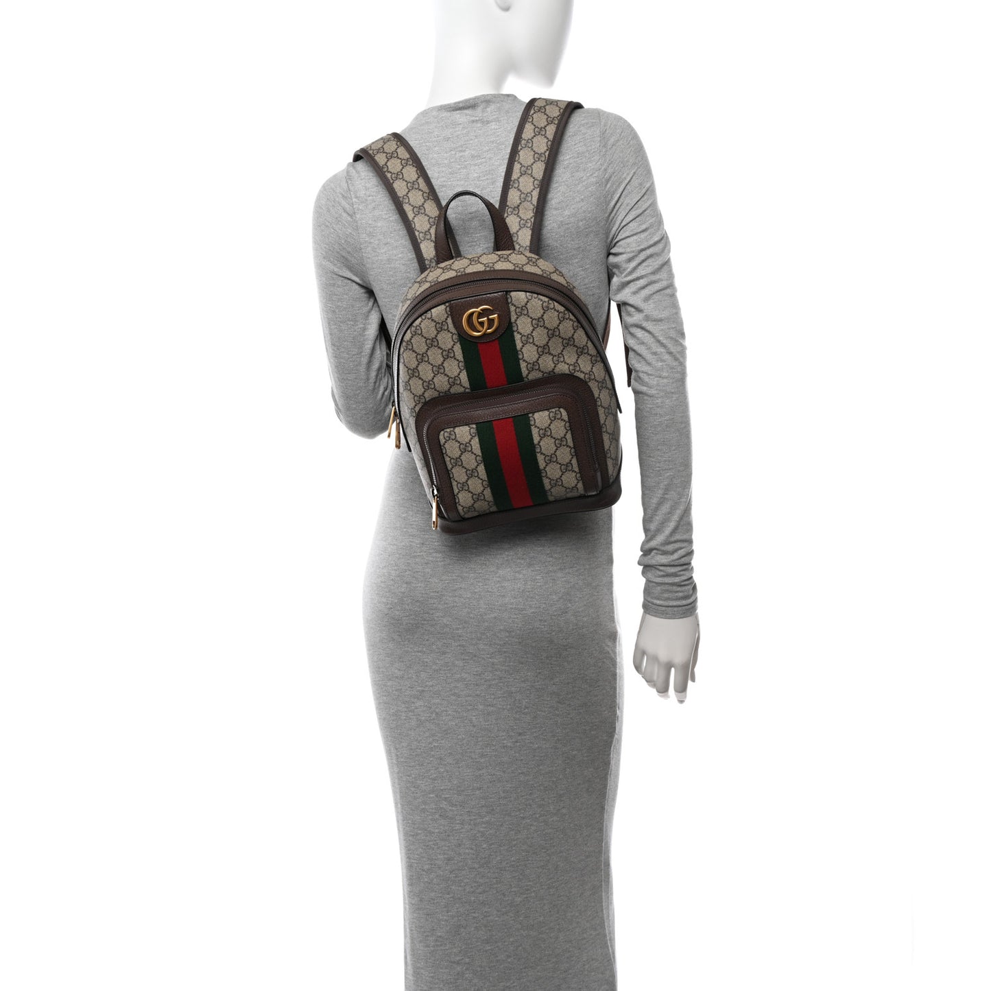 GG Supreme Monogram Calfskin Web Small Ophidia Day Backpack Beige Ebony New Acero
