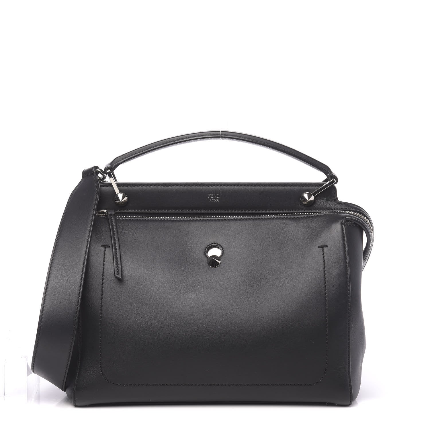 Fendi Vitello Baltico Dolce DotCom Satchel Black 1 of 10