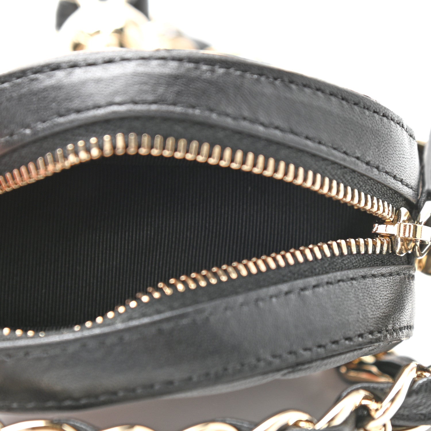 Chanel Lambskin Quilted Chain Round Mini Clutch Black 5 of 9