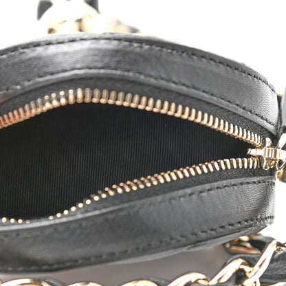 Chanel Lambskin Quilted Chain Round Mini Clutch Black 5 of 9
