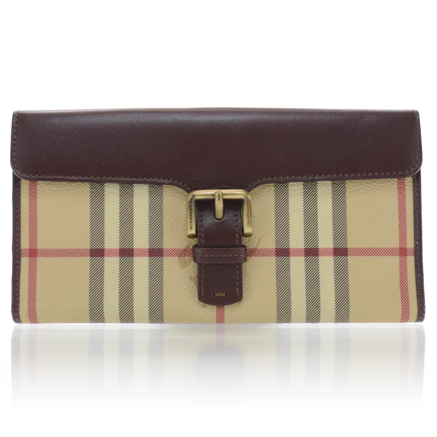 Burberry Haymarket Check Continental Wallet Brown 1 of 6