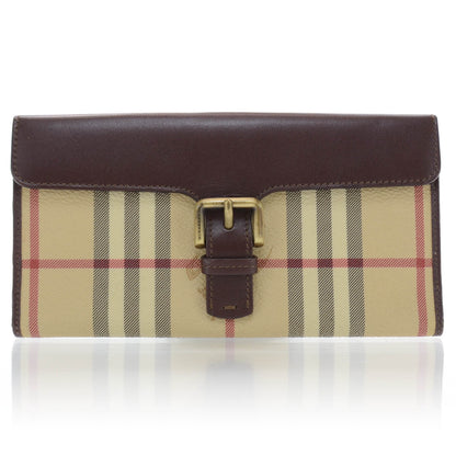 Burberry Haymarket Check Continental Wallet Brown 1 of 6