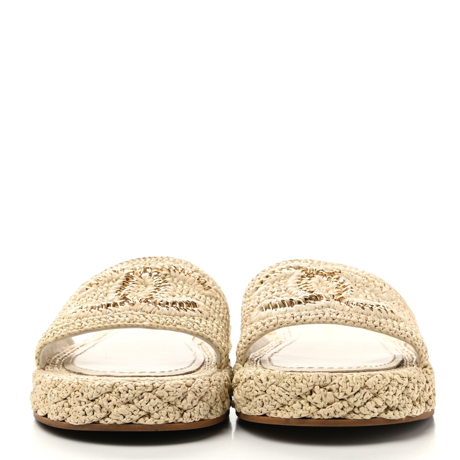 Chanel Cord Braided CC Mules 39 Light Beige 2 of 9