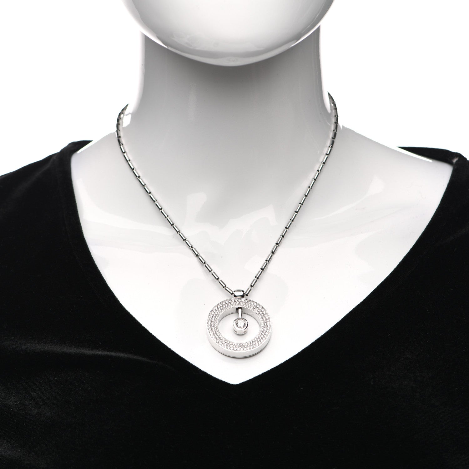 Roberto Coin 18K White Gold Diamond Large Cento O Pendant Necklace 2 of 6