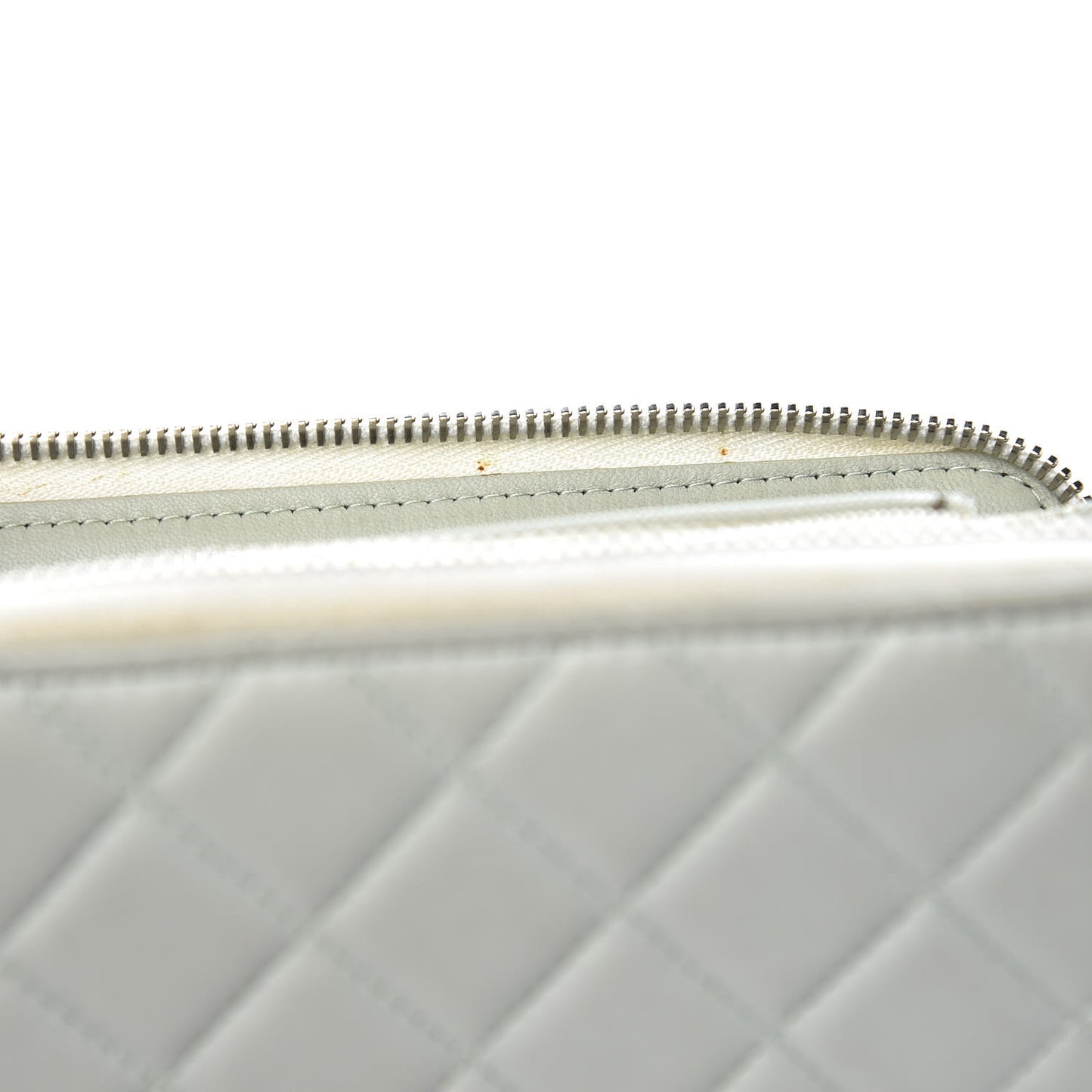 Lambskin Quilted Large Gusset Zip Around Wallet Light Green
