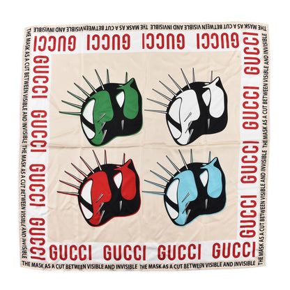 Gucci Silk Gucci Masks Print Scarf Ivory Multicolor 1 of 3
