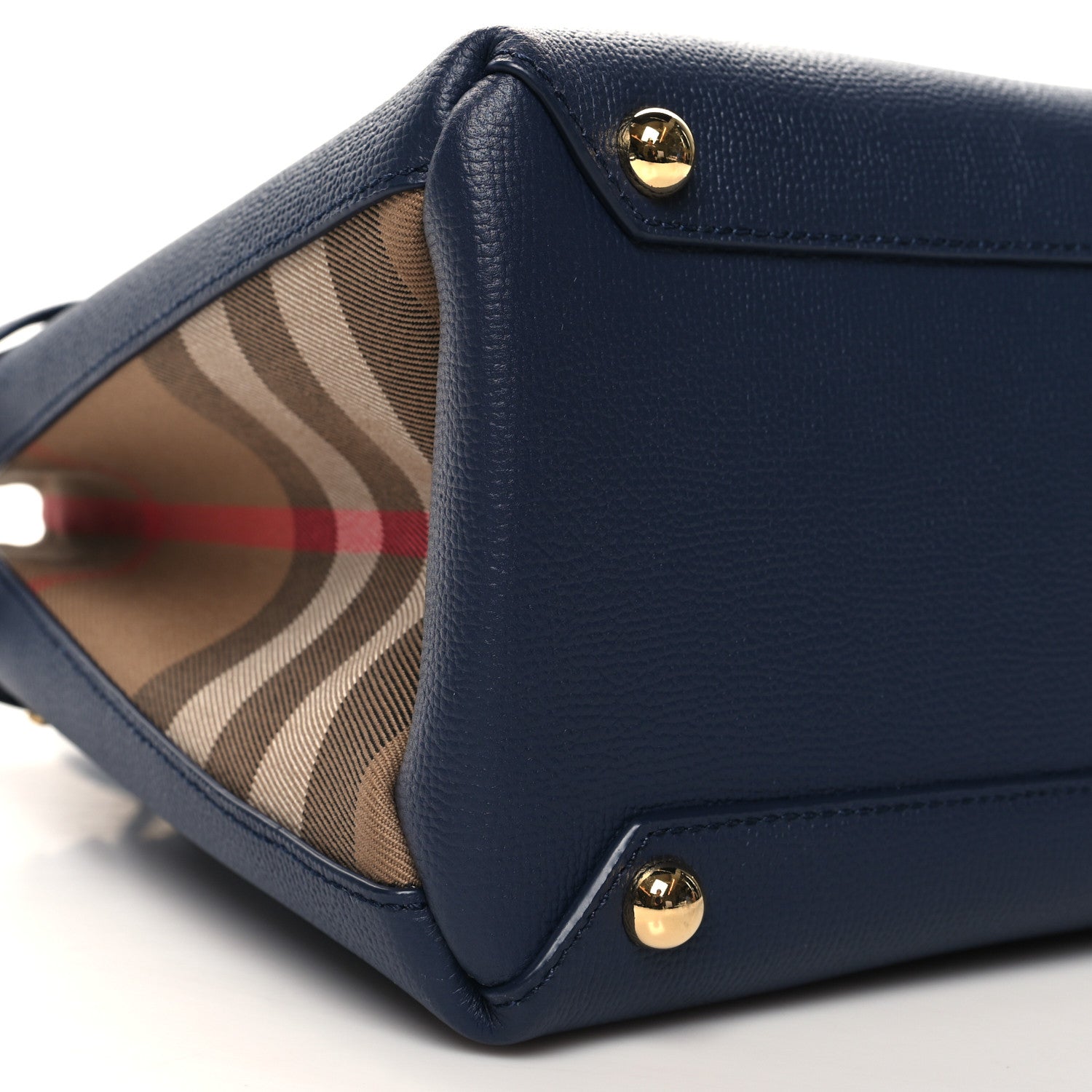 Burberry Grainy Calfskin House Check Medium Banner Tote Regency Blue 11 of 12