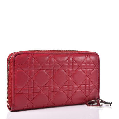 Christian Dior Lambskin Cannage Voyageur Wallet Red 3 of 9