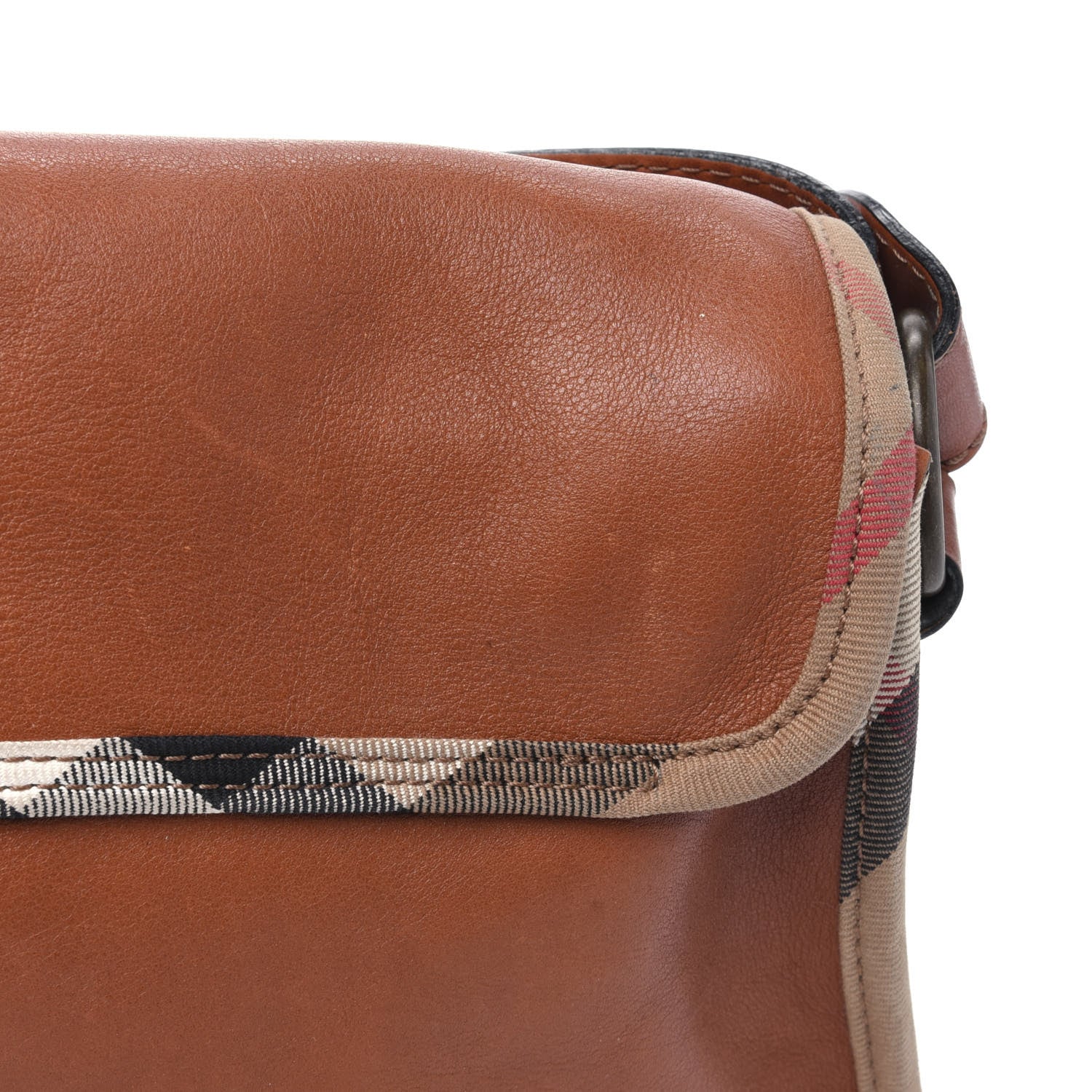 Burberry Calfskin House Check Trim Bates Shoulder Bag Cognac 24 of 33