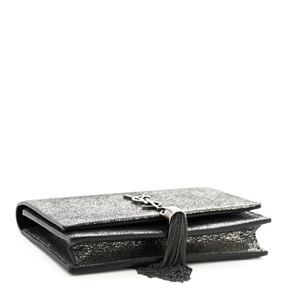 Saint Laurent Metallic Calfskin Classic Monogram Kate Tassel Chain Wallet Gun Metal 4 of 10