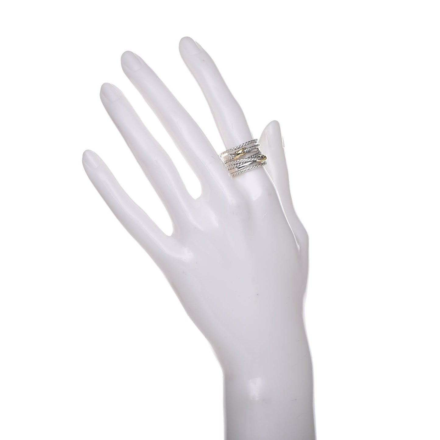 Sterling Silver 18K Yellow Gold Double X Crossover Ring 53 6.5