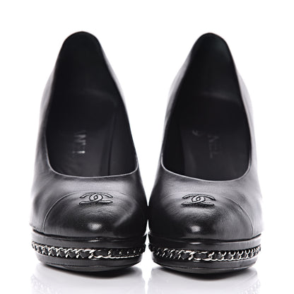Chanel Lambskin CC Cap Toe Platform Chain Pumps 39 Black 2 of 14