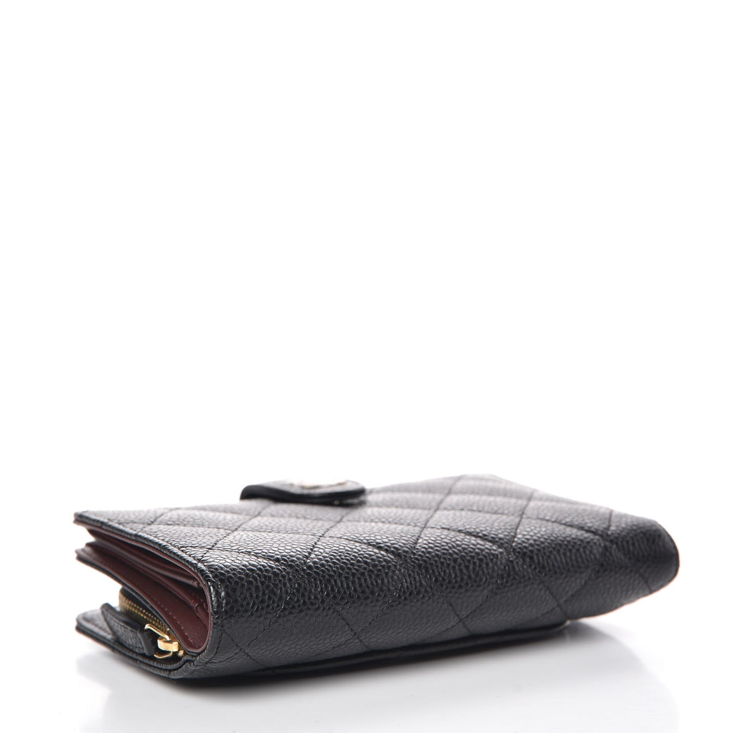 Caviar Quilted Zipped Pocket Wallet Black