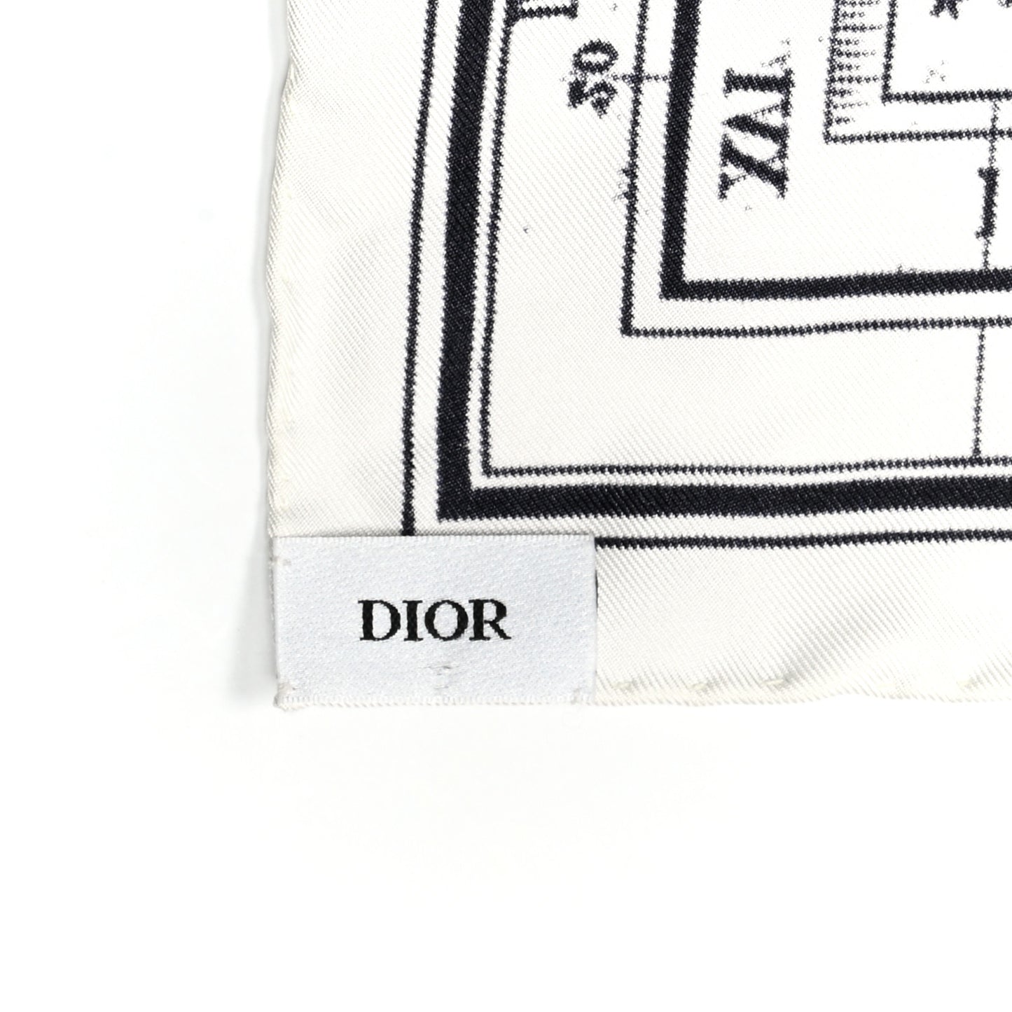 Silk Zodiac Print Square Scarf 55 Black White