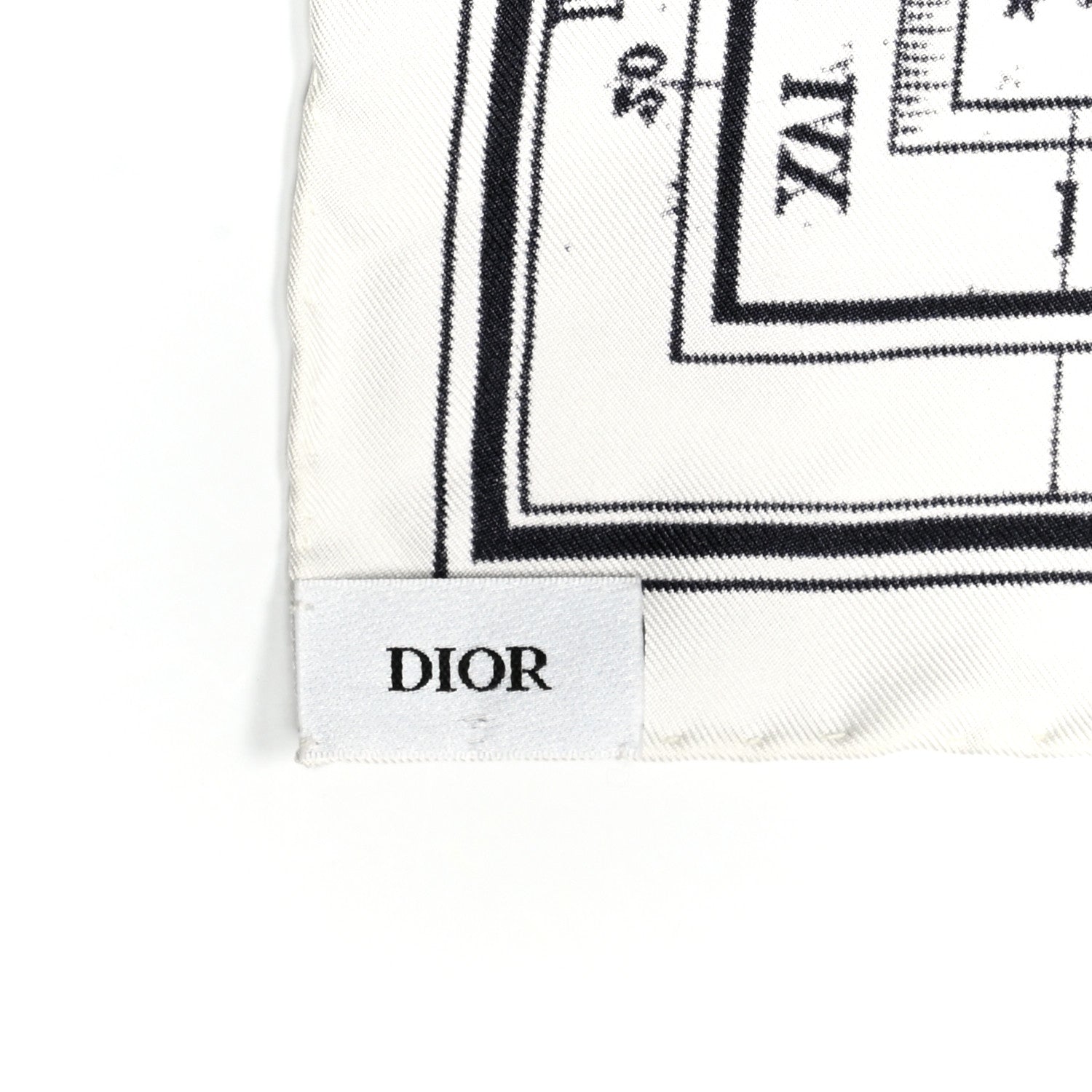 Christian Dior Silk Zodiac Print Square Scarf 55 Black White 3 of 4