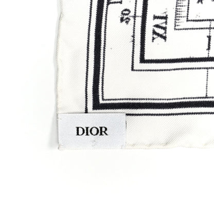 Christian Dior Silk Zodiac Print Square Scarf 55 Black White 3 of 4