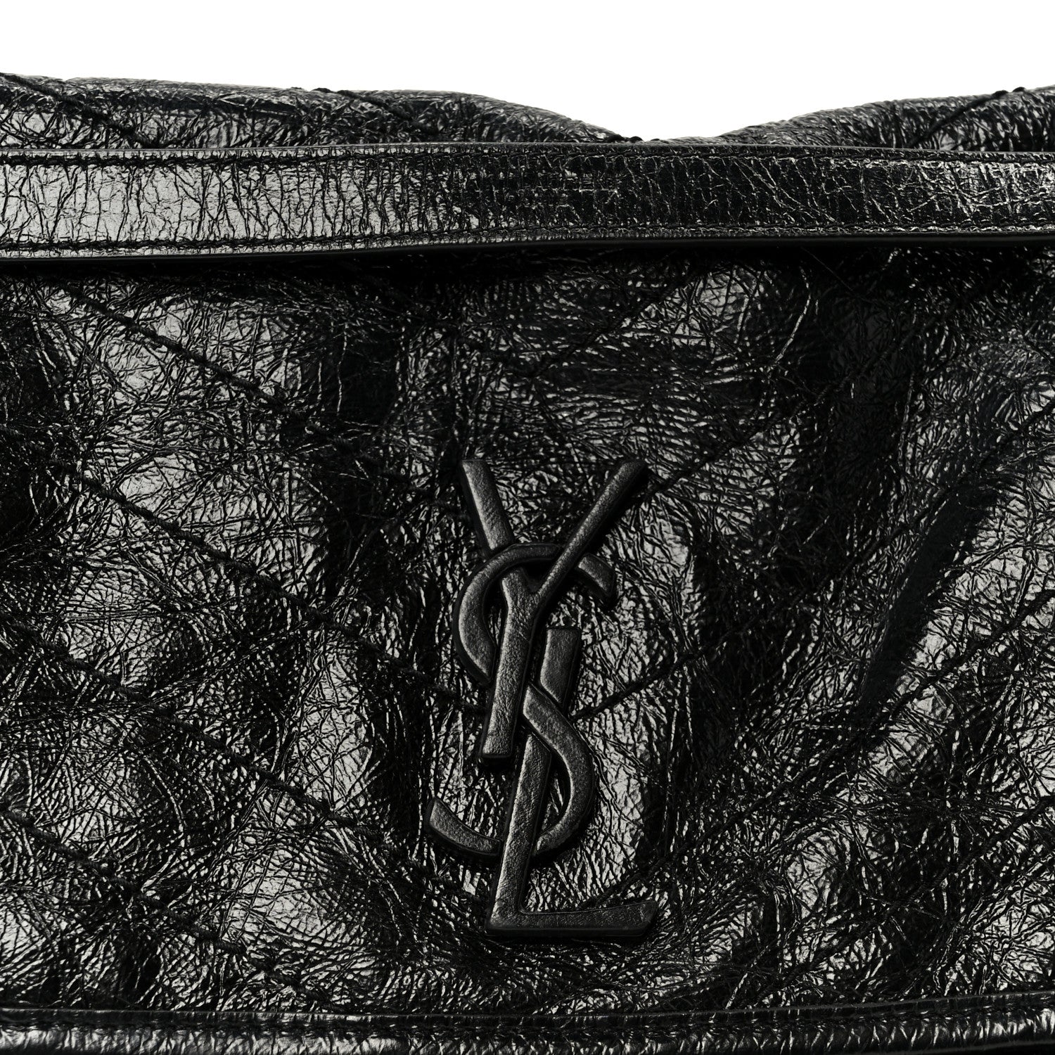 Saint Laurent Crinkled Calfskin Matelasse Monogram Medium Niki Chain Satchel Black 8 of 10
