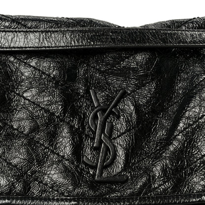 Saint Laurent Crinkled Calfskin Matelasse Monogram Medium Niki Chain Satchel Black 8 of 10