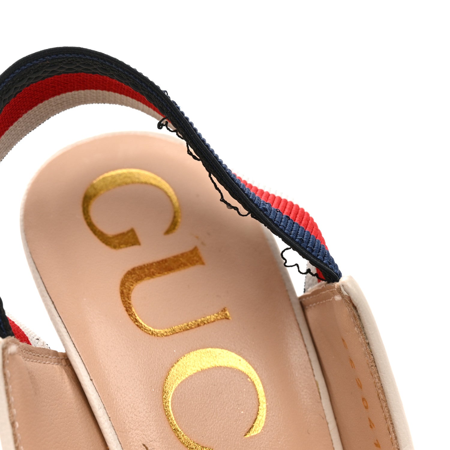 Gucci Malaga Kid Web Bee Star Embroidered Sylvie High Heel Slingback Pumps 36.5 White 10 of 13