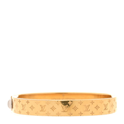 Louis Vuitton Brass Monogram Nanogram Cuff M Gold 1 of 7