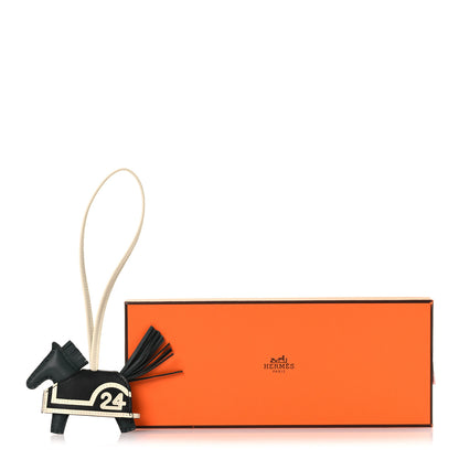 Hermes Milo Lambskin Grigri Rodeo Robeo 24 Bag Charm PM Vert Mangrove Black Craie 5 of 5