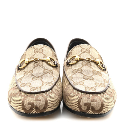 Gucci Monogram Jumbo GG Malaga Kid Horsebit Womens Jordaan Loafers 36.5 Camel Ebony New Acero Beige 3 of 10