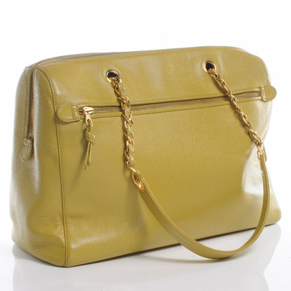 Chanel Caviar Large CC Shoulder Bag Chartreuse 3 of 7