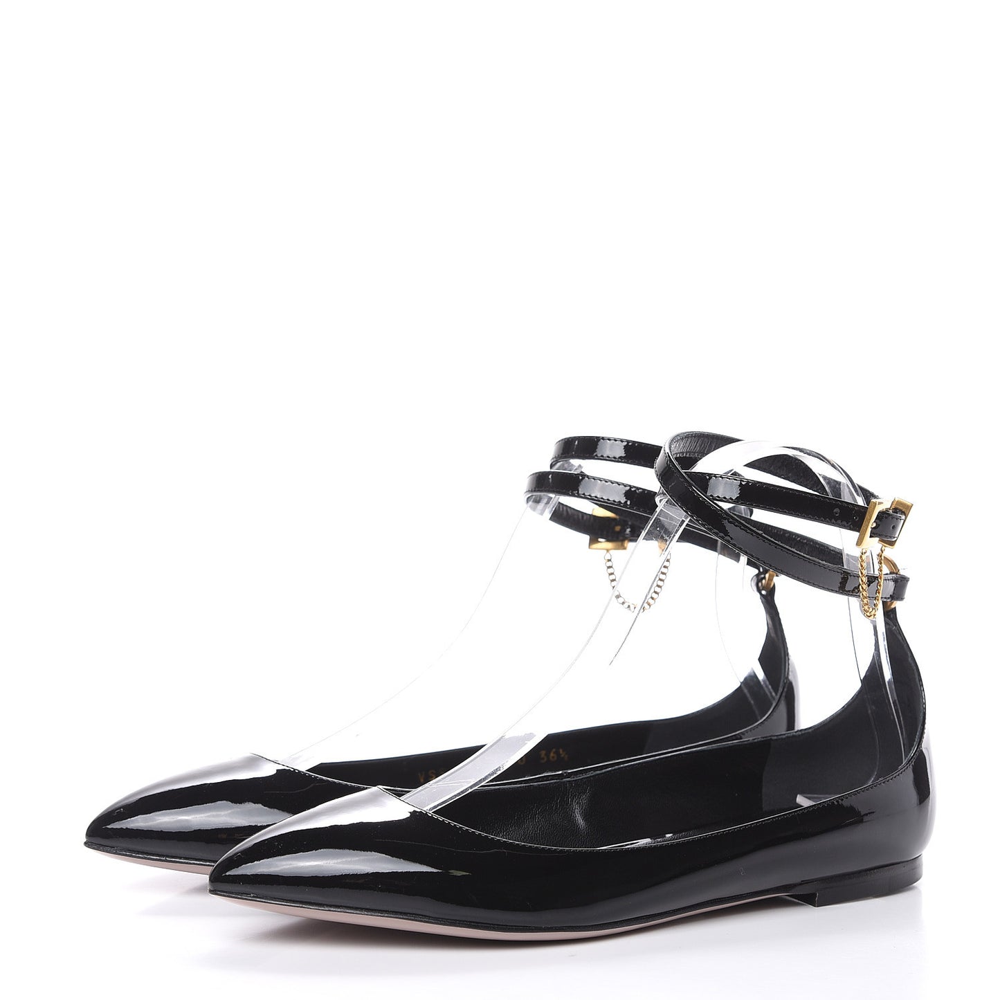 Patent Ankle Strap Ballerina Flats 36.5 Black