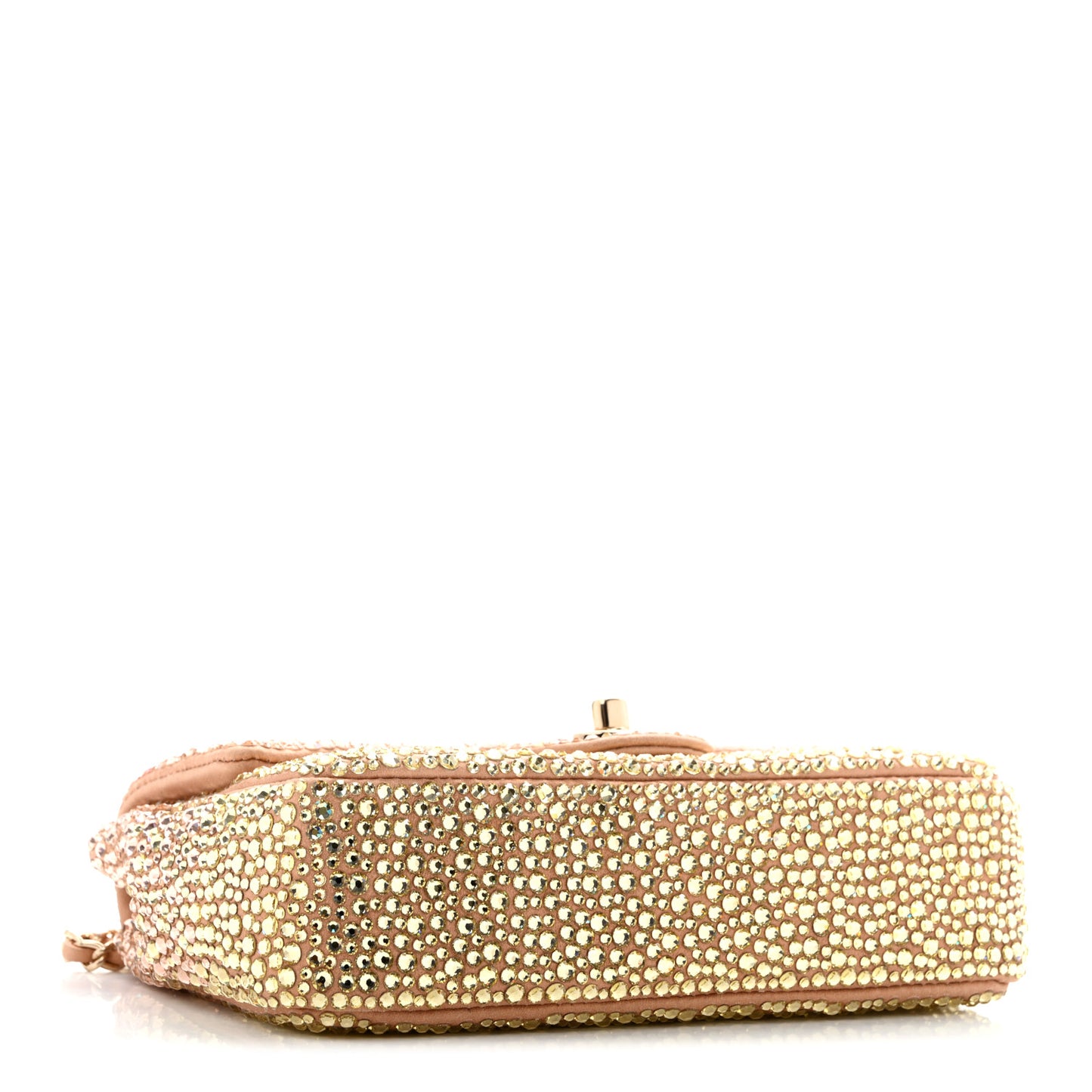 Suede Calfskin Crystal Mini Flap Pink Golden