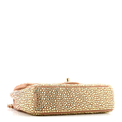 Chanel Suede Calfskin Crystal Mini Flap Pink Golden 3 of 13