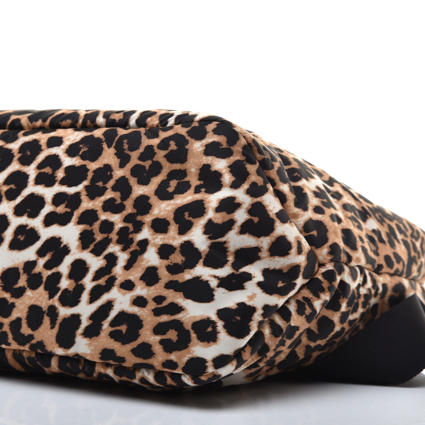 Tessuto Nylon Leopard Print Shopping Tote Avorio